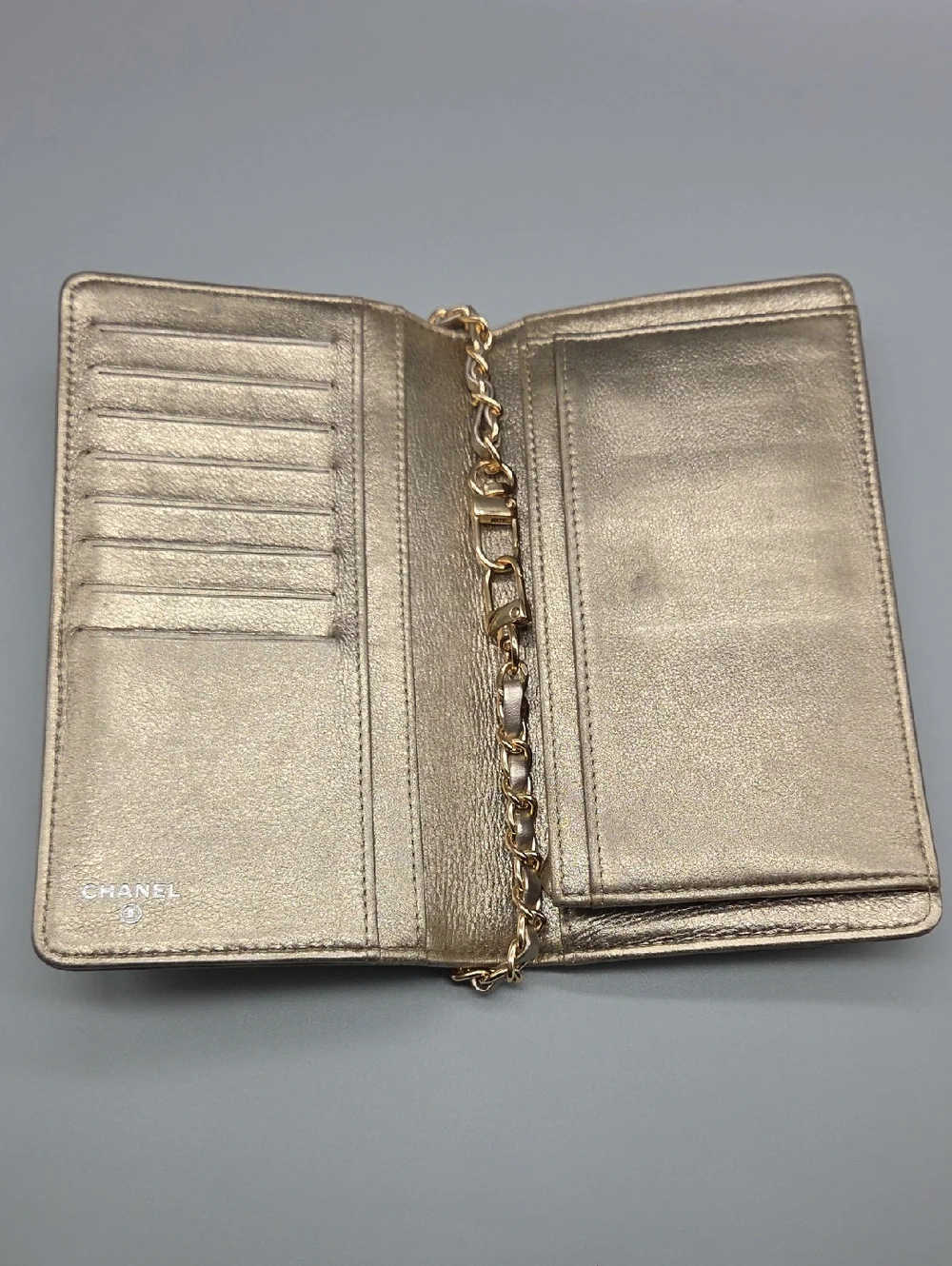 💛CHANEL Authentic Yen Gold Leather Wallet/Clutch💛